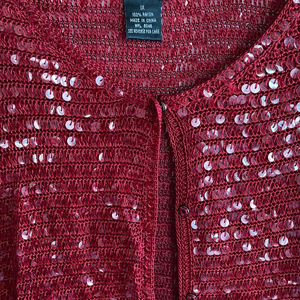 Inc 1x Red Sequence Sweater - image 4